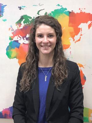 Woman in front of Map