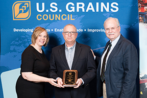 Larry Klever receiving an award