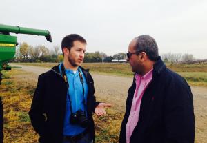Two men talking on a farm