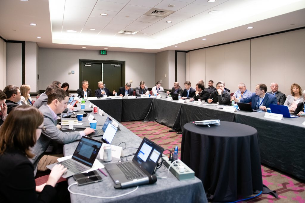 Big Black Table Meeting with Projector