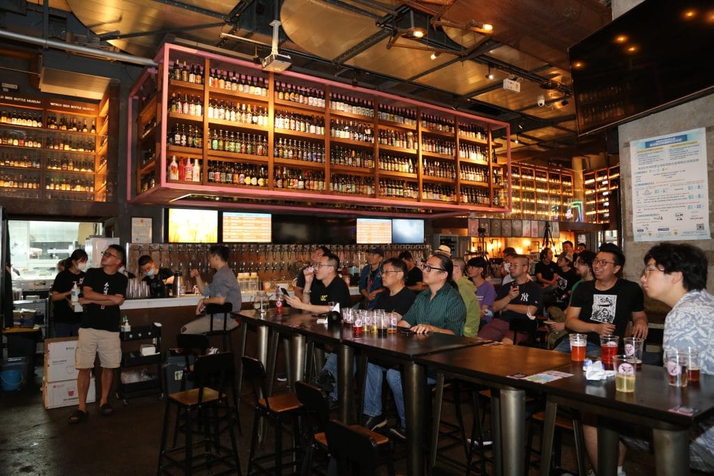 Photo with people at a bar