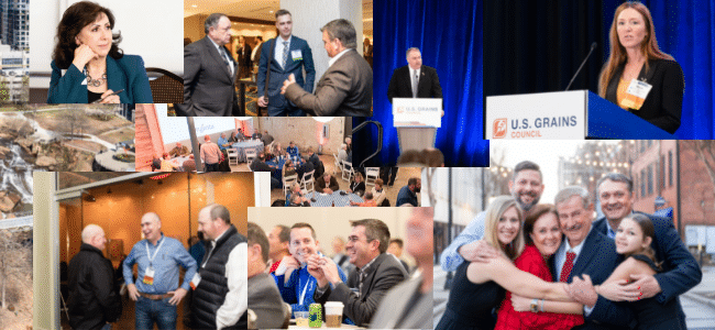 Several images of different people at a conference