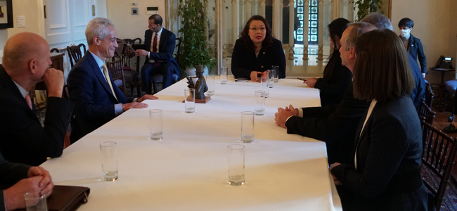 image of people in suits talking around a table
